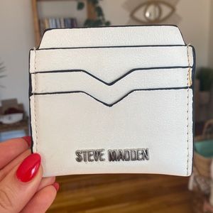 Steve Madden White Leather Card Holder